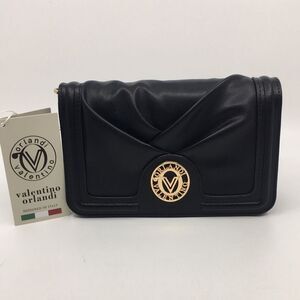 NWT Valentino Orlandi Small Black Vegan Leather Crossbody Bag